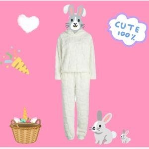 Fluffy White Hooded Sleepwear Set NWT